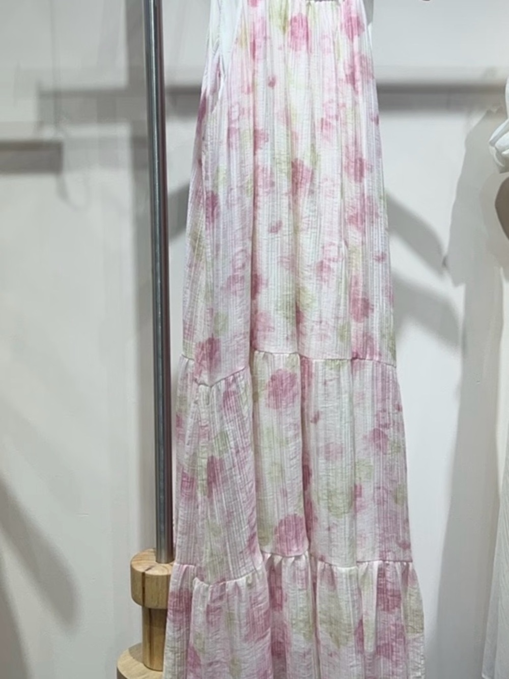 Water-colour Floral Halter Tiered Maxi Dress - Pastel Pink - Picture 11 of 12